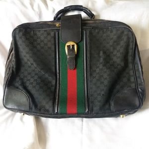 Vtg Black Gucci Suitcases Luggage 22" AS IS